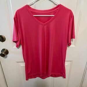 Women's V-neck Short Sleeve Tee - Pink - 2XL - MUST BE BUNDLED, MARKED DOWN